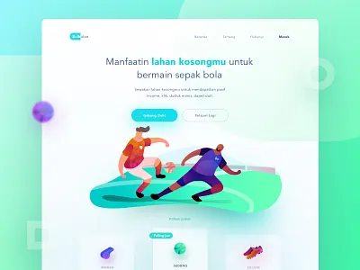 Balbalan landing page debut football hero icon illustration landing soccer startup web world cup