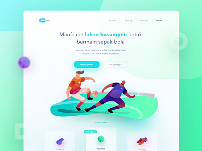 Balbalan landing page debut football hero icon illustration landing soccer startup web world cup