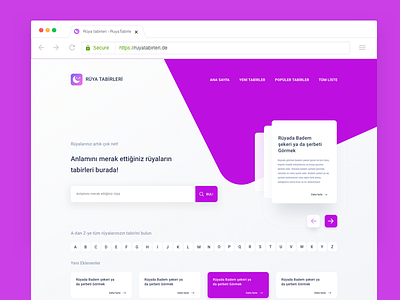 Rüya tabirleri - RuyaTabirleri.de bootstrap conventions dream ruya tabirleri site design sketch tabirler ui design ux design uyku uyku yorumlari web site design