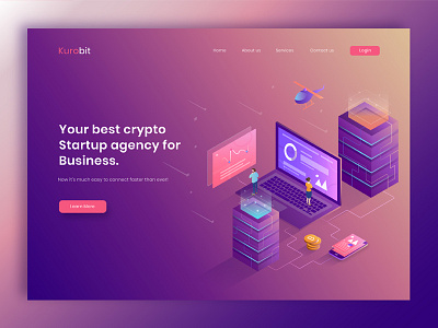 Header Illustration Exploration for a Crypto Startup agency bitcoin blockchain crypto cryptocurrency header illustration isometric uiux