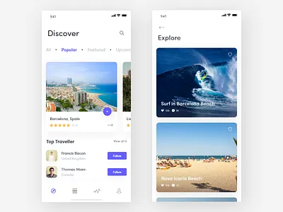 Travel App Exploration android app application design ios iphone mobile travel ui ux
