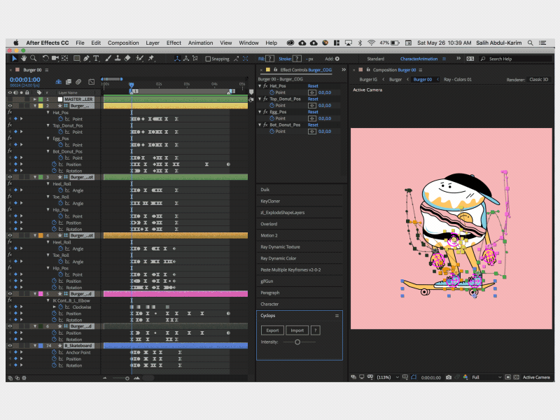 National Doughnut Day: Character Rig ae after effects burger character animation donut doughnut madewithcyclops