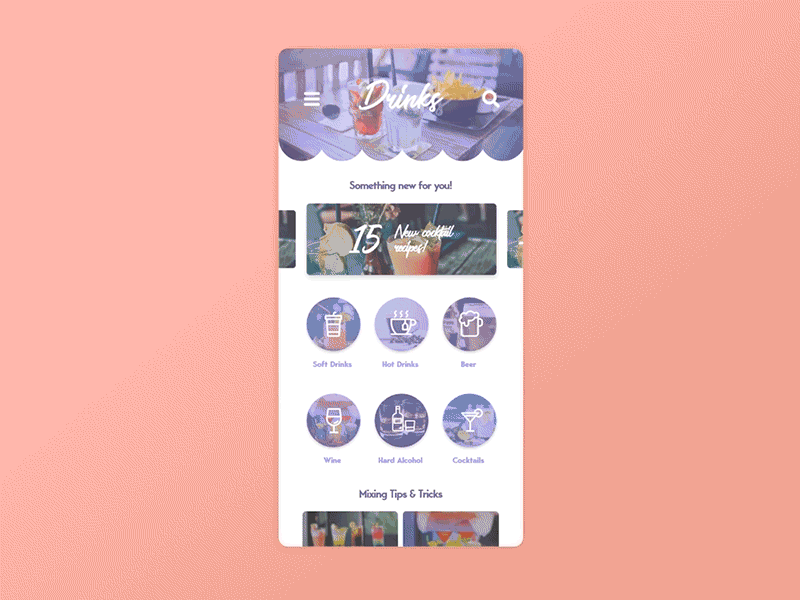 Daily UI Challenge Day #40 - Recipe app dailyui gradient icon mobile ui ux