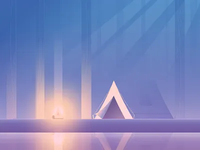 Quiet camp camping color cute design flat icon illustration illustrator night simple vector