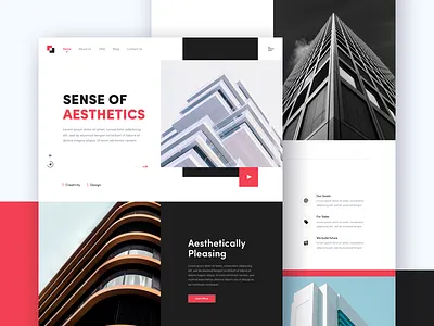 Architecture website architecture building landing minimal real estate red smart home website