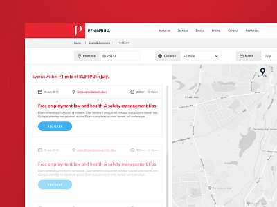 Find an event app event map real estate search ui ux web web app website