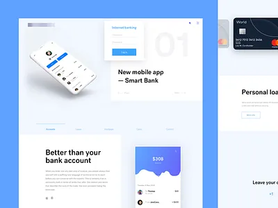 The Bank bank card finance fintech landing loan money page web
