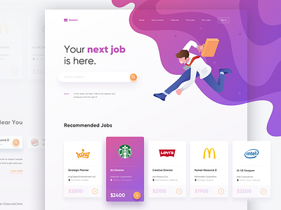 Seeker Landing Page Concept find gradient hire homepage illustration isometric job landing page ui web website