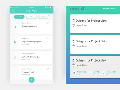Cobaba Dashboard Test dashboard gradient green list