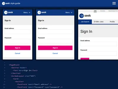 SEEK Style Guide Sandbox code design system style guide