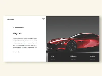 car design shot car clean minimal typography ui ux website