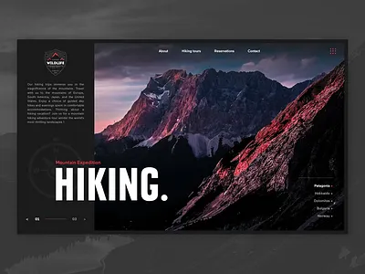 Hiking UI Web dark experiment hiking mountain samuel scalzo template ui ux website wildlife