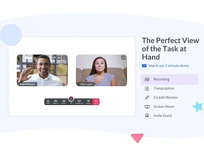 Video Conference add call conference design integration interaction recording screen share slack transcription video