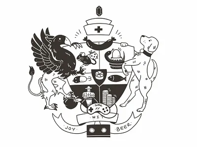 Coat of Arms - Godwin black coat of arms design icon illustration ink logo motto shield white