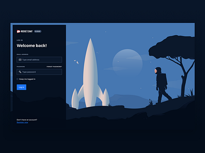 Rocket.Chat Cloud Login astronaut blue dark form illustration login significa space ui