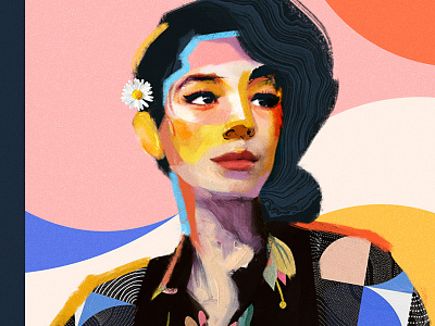 Marie art collage color cover face illustration painting portrait poster vector
