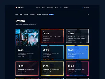 Events Calendar calendar cards dark dates events grid sf significa