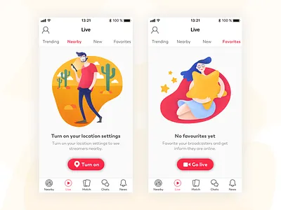 Empty States color empty favorites illustration live states video