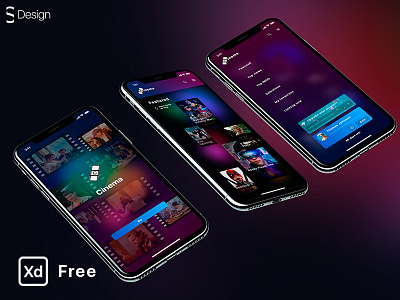 Free concept of cinema mobile app — Adobe XD design freebie ui xd