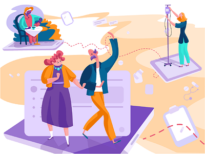 Florence App Website Illustrations app art character design digital digital art flat flat design graphic graphic design healthcare illustration interaction interface ui ux web web design