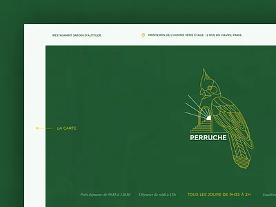 Perruche restaurant animation high end restaurant sketch upmarket webdesign website