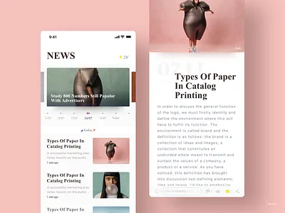 News a card ios news pink ui ux write