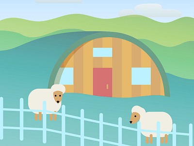 Eco homes austin eco farm green home illustration sheep travel vacation vector