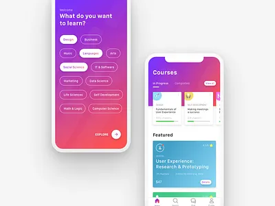 Courses App agency app clean education ios minimal mobile ui ui kit ux
