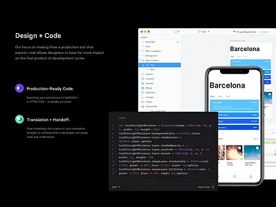 Flow. Design and Code. animation app code design export handoff interface mac os sketch ui