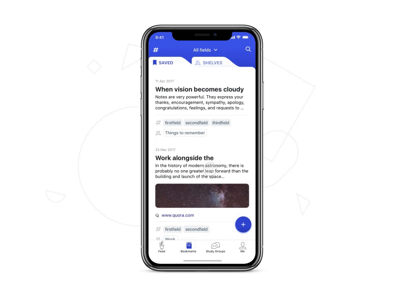 Adding a new note animation app bookmark e learning ios note shelf