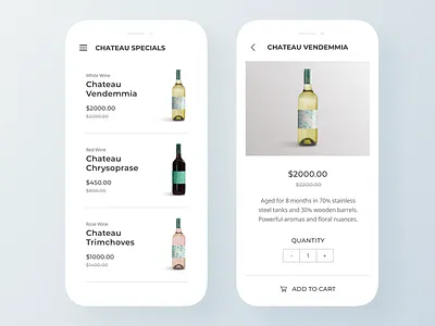 Daily UI #2: Wine Product Card UI blue card checkout clay clean daily ui challenge iphone mobile product ui ux white wine