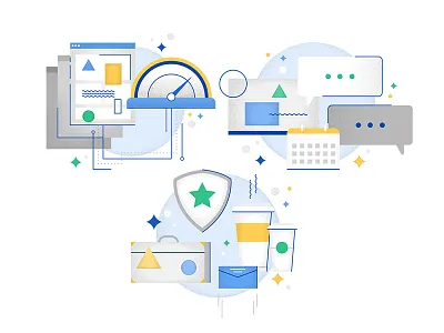 Coworking Icons business data flat icon illustration internet line meeting security stars texture web