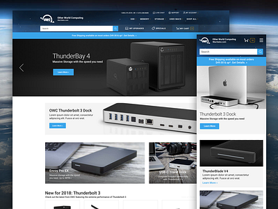 Other World Computing (OWC) branding clean cms ecommerce experience grid homepage responsive ui ux web design