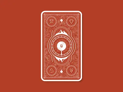 Cast Iron Card Back back card cast diamond fire iron mountains shield skillet tarot