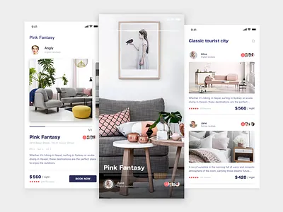 Hotel APP card design list ui