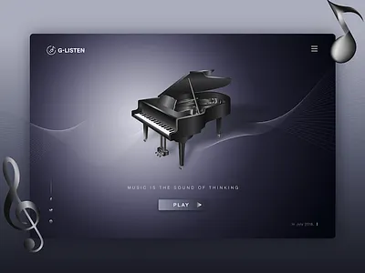 The piano deep listening melancholy music piano player web design，musical instruments 应用程序 用户界面 网页设计