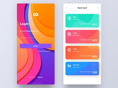 Bankcard app bankcard card colorful ios iphonex login ue ui