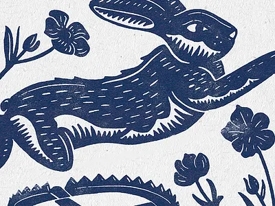 Lucky Rabbit bunny flower illustration jump print rabbit trap