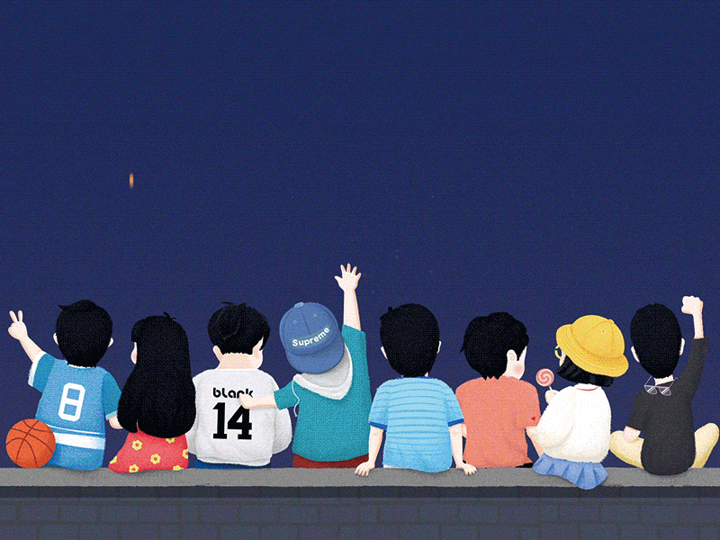 BlankLab 4000 Followers fireworks gif hats illustration night numbers people walls