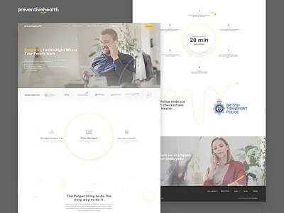 PreventiveHealth Website Project service clinic help company web website site homepage yellow white clean bright