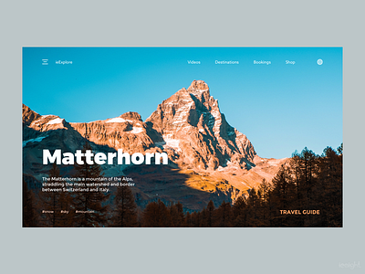 ieExplore animation clean exploration interaction layout minimal mountain on hover ui ux website