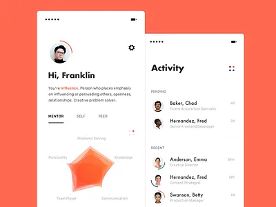 disc app activity application assessment brandnew chart interface light list minimal mobile profile radar