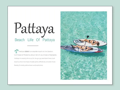 Beach life of pattaya beach clean minimal pattaya tourist typography ui ux website