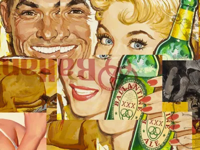 'Ballantine' montage ballantine beer mcm mid century collage montage retro