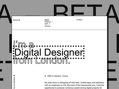 Personal portfolio — BETA branding brutalist design flat lettering portfolio type typography ui ux web works