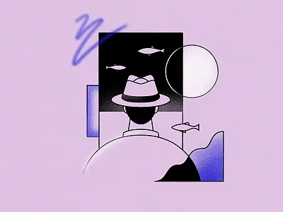 Landscaping back fish hat staring sunrise