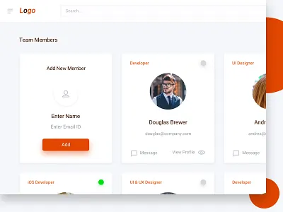 Team Management System admin admin panel boxes company designer desktop developer online team tiles ui ux website