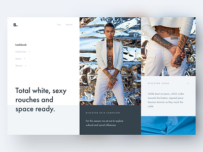 Fashion Lookbook Hero blue e commerce ecommerce ui ecommerce visual fashion futura font grid layout light blue shop ui website hero