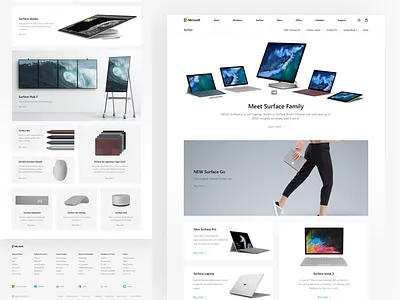 Microsoft: Surface Store cards concept fluent design landing microsoft redesign surface surface go surface pro