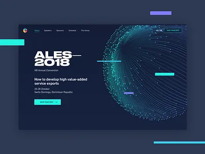 Ales 2018 branding dark design education fui innovation landing modernism typography web